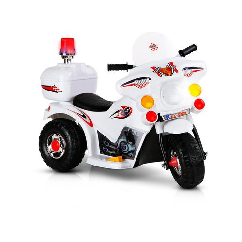 Kids Ride On Police Patrol Electric Motorbike White 6V