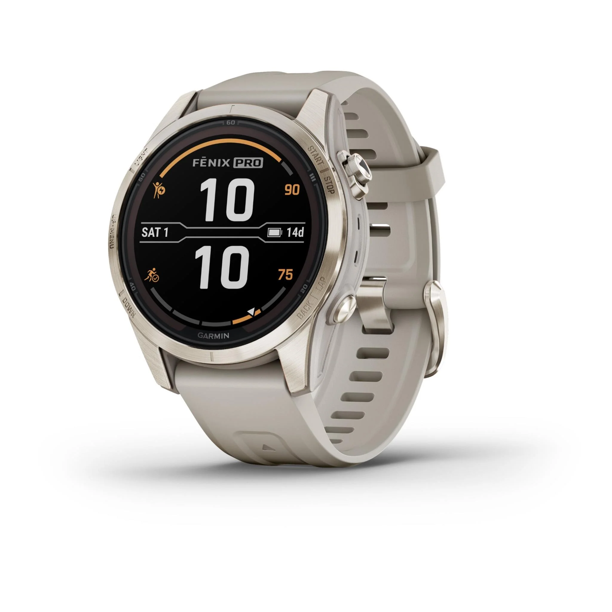 Garmin Fenix 7S Pro Sapphire Solar Edition Soft Gold Stainless Steel With Light Sand Band
